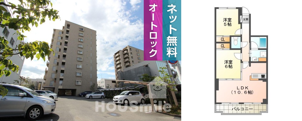 下助任町 マンション 2LDK 502の外観と間取り図