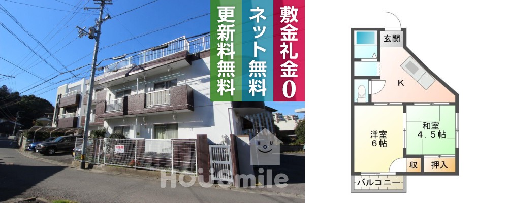 南佐古八番町 マンション 2K 101の外観と間取り図