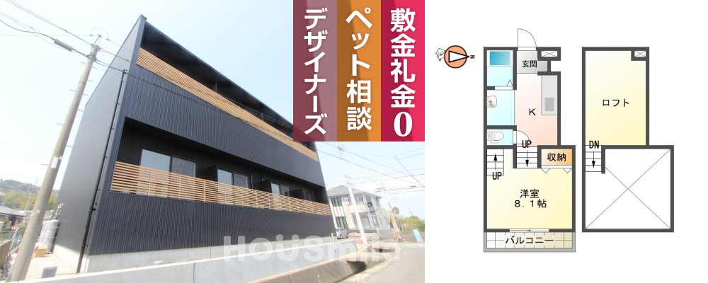 ピース・スクエア国府町矢野 B棟 101の外観と間取り図