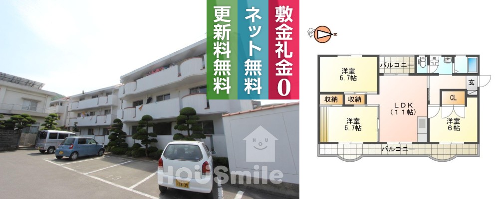 南佐古四番町 マンション 3LDK 302の外観と間取り図