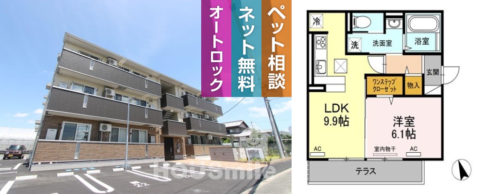 ソラーナ沖浜 301の外観と間取り図