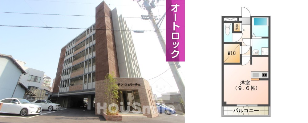 西二軒屋町 マンション 1K 402の外観と間取り図