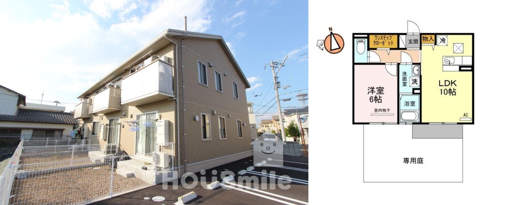 ラヴィアンコート 102の外観と間取り図