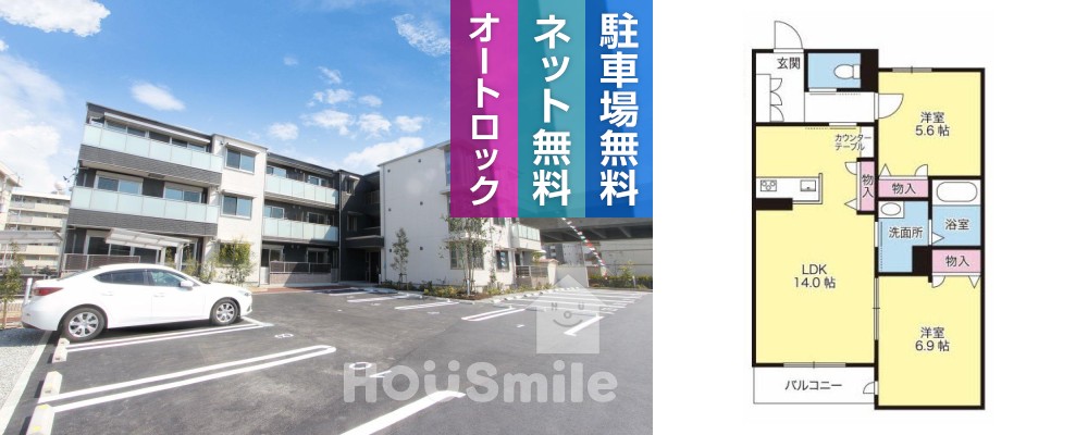 ベレオ城東 103の外観と間取り図