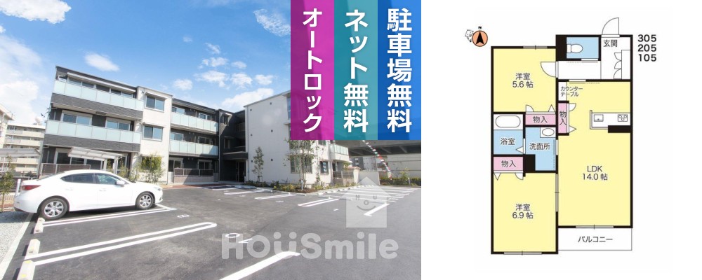 ベレオ城東 105の外観と間取り図