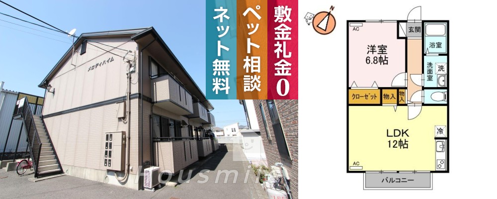 メロディハイム 101の外観と間取り図