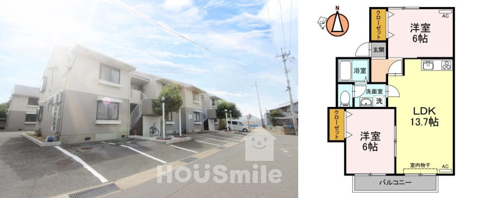 セジュール園木A棟 A103の外観と間取り図