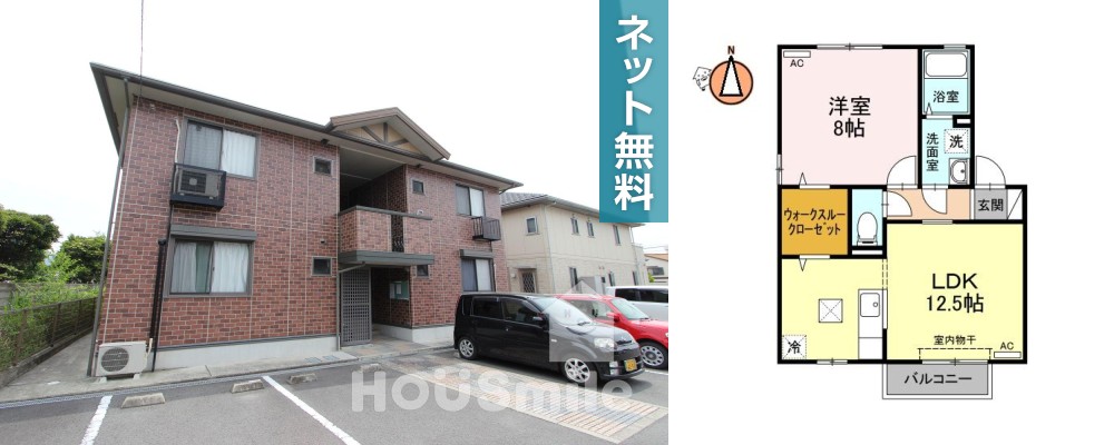 Stream Village C棟 C102の外観と間取り図