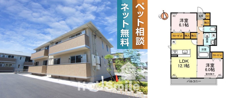 エレナ名東 B棟 102の外観と間取り図