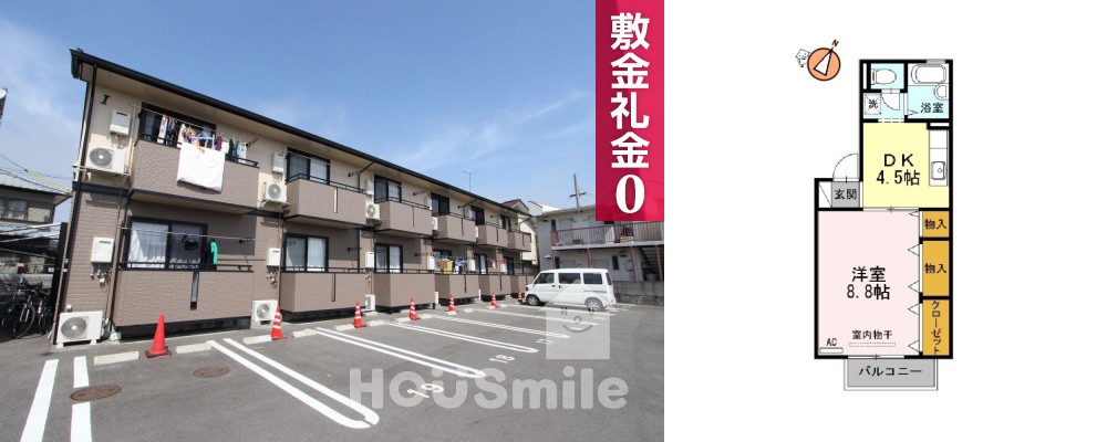 プレステージュ21 II棟 106の外観と間取り図