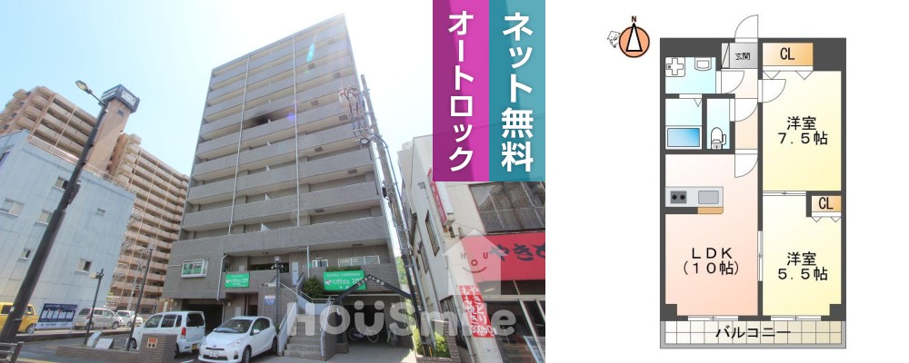 佐古六番町 マンション 2LDK 503の外観と間取り図