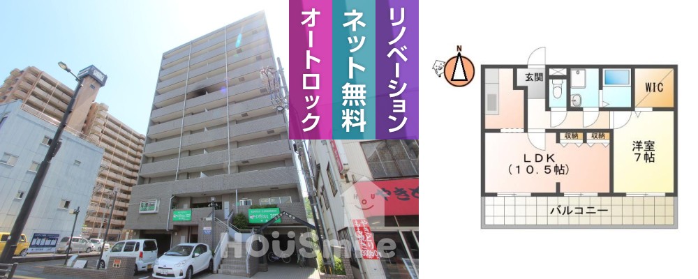 佐古六番町 マンション 1LDK 605の外観と間取り図