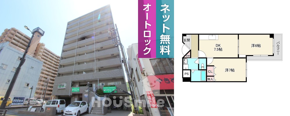 佐古六番町 マンション 2DK 802の外観と間取り図