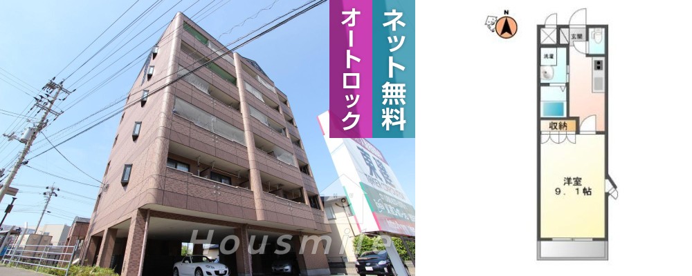 パークヒルズ庄町 401の外観と間取り図