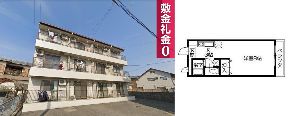 川内町 マンション 1R 101の外観と間取り図