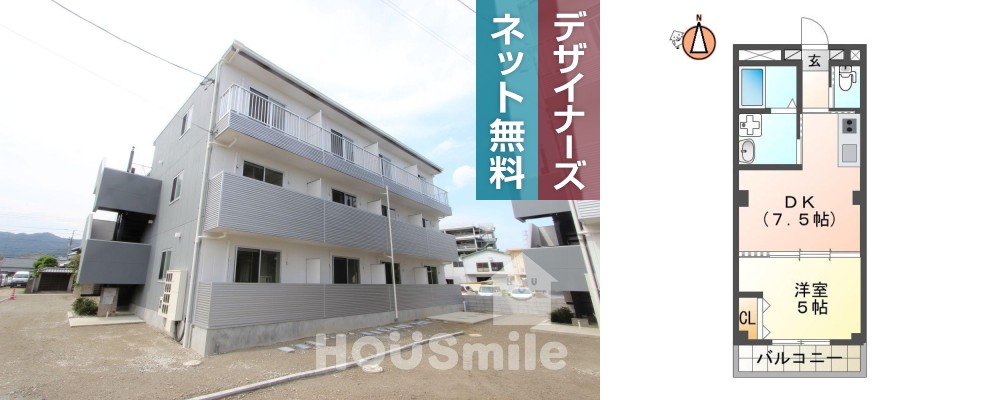 ピーススクエア八万II A棟 301の外観と間取り図