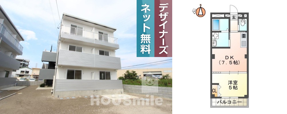 ピーススクエア八万II B棟 201の外観と間取り図