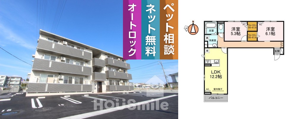 フレスコ 302の外観と間取り図