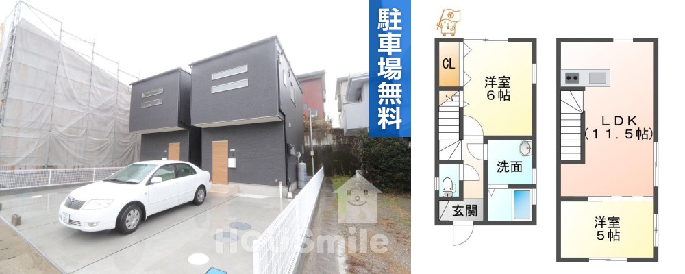 一宮町 一戸建て 2LDK Bの外観と間取り図