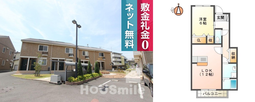 国府町南岩延 アパート 1LDK C102の外観と間取り図