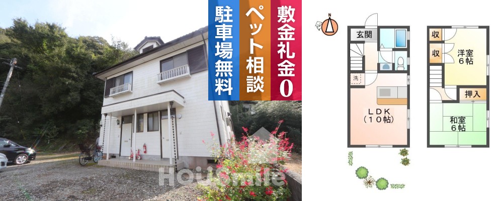 南佐古三番町 アパート 2LDK 東側の外観と間取り図