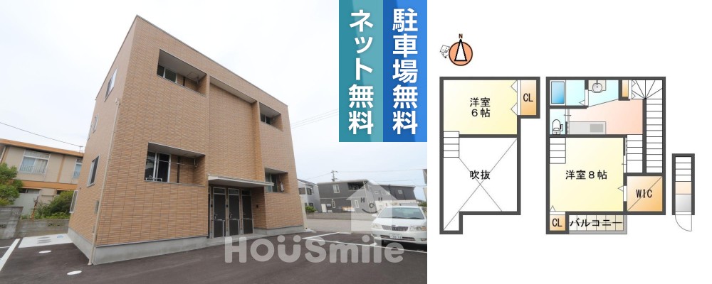 ハピネス川内 201の外観と間取り図
