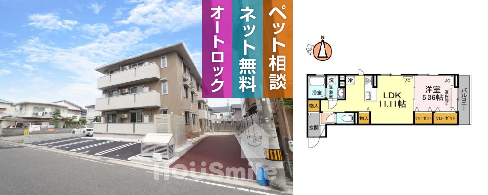 グランディール南佐古 203の外観と間取り図