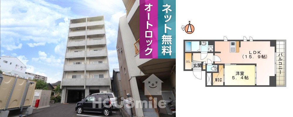 吉野本町 マンション 1LDK 202の外観と間取り図