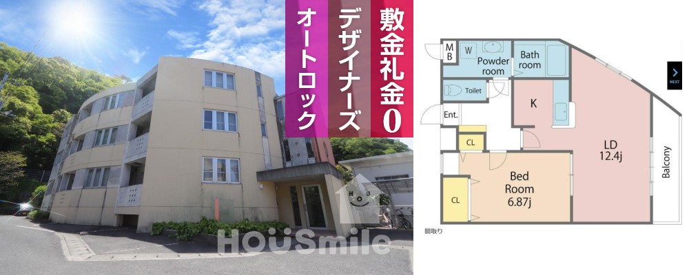 南佐古二番町 マンション 1LDK 101の外観と間取り図
