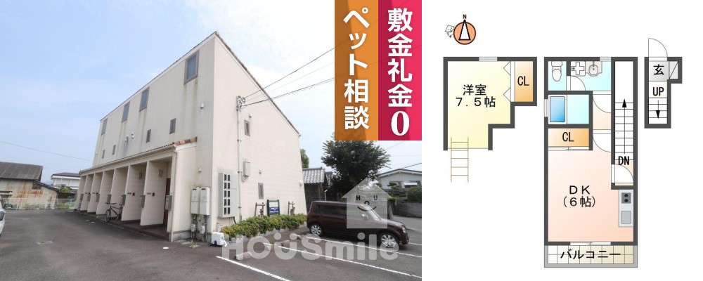 国府町府中 アパート 1DK A203の外観と間取り図