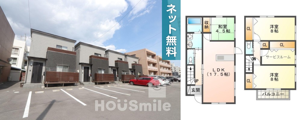 福島 一戸建て 3LDK Aの外観と間取り図