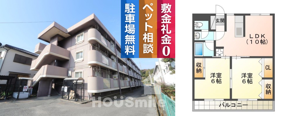 八万町 マンション 2LDK 305の外観と間取り図