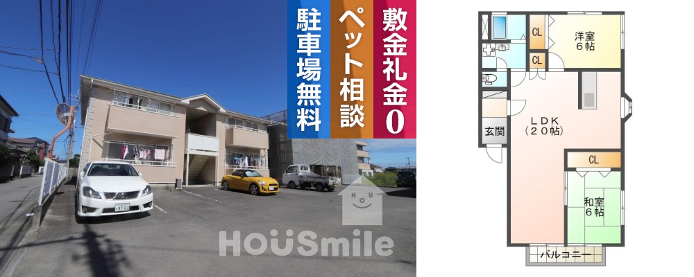 南沖洲 アパート 2LDK 101の外観と間取り図