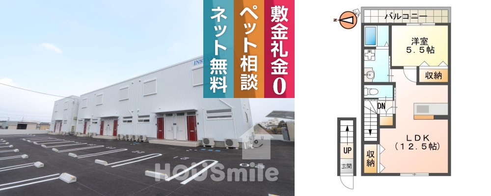 国府町和田字西ノ宮 アパート 1LDK 201の外観と間取り図