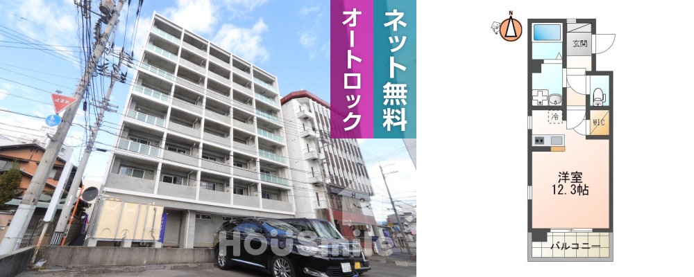 北常三島町 マンション 1R 306の外観と間取り図