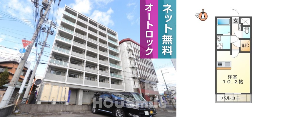 北常三島町 マンション 1R 805の外観と間取り図