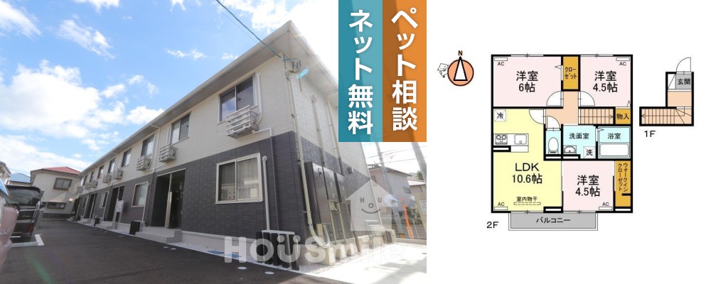 クレスト八万 202の外観と間取り図