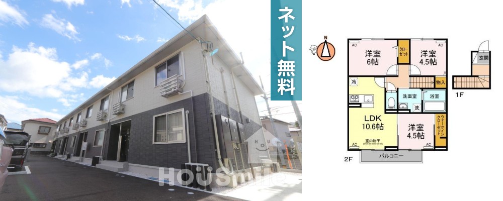 クレスト八万 203の外観と間取り図