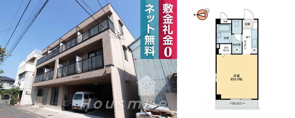 フィネス佐古 204の外観と間取り図