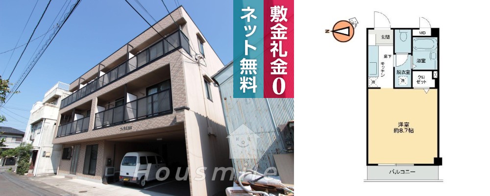 フィネス佐古 301の外観と間取り図
