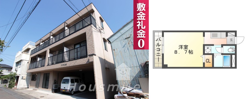 フィネス佐古 303の外観と間取り図