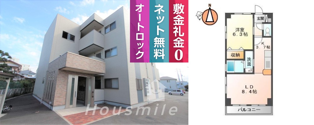 フォブール東吉野 301の外観と間取り図