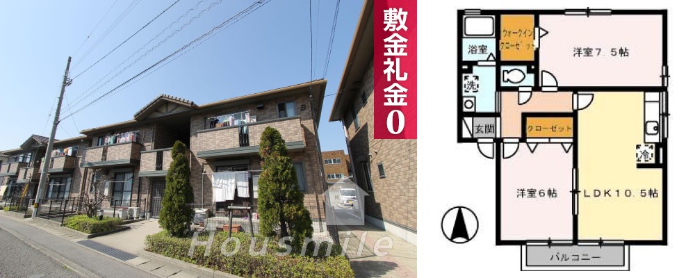 シャトーショコラA棟 A202の外観と間取り図