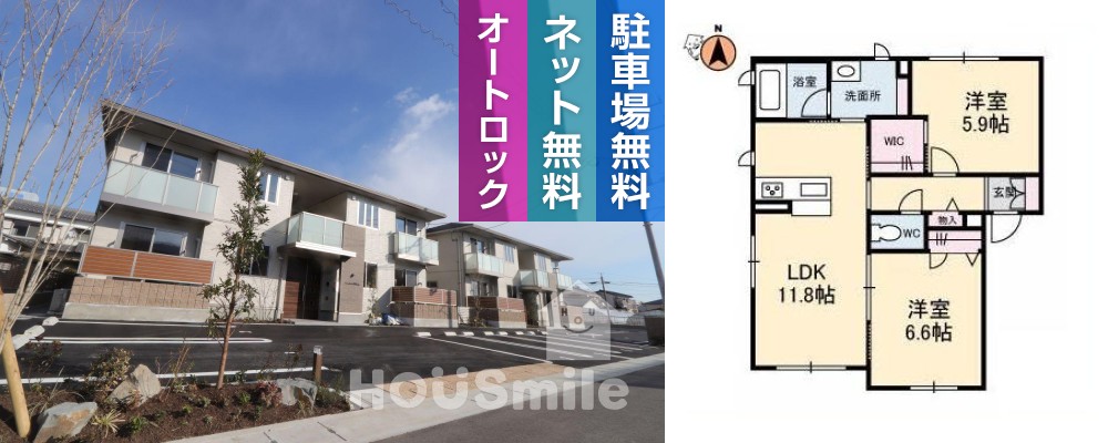 プロヌーブ南田宮B棟 103の外観と間取り図