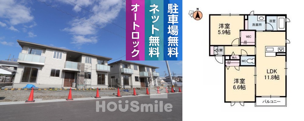 プロヌーブ南田宮B棟 202の外観と間取り図