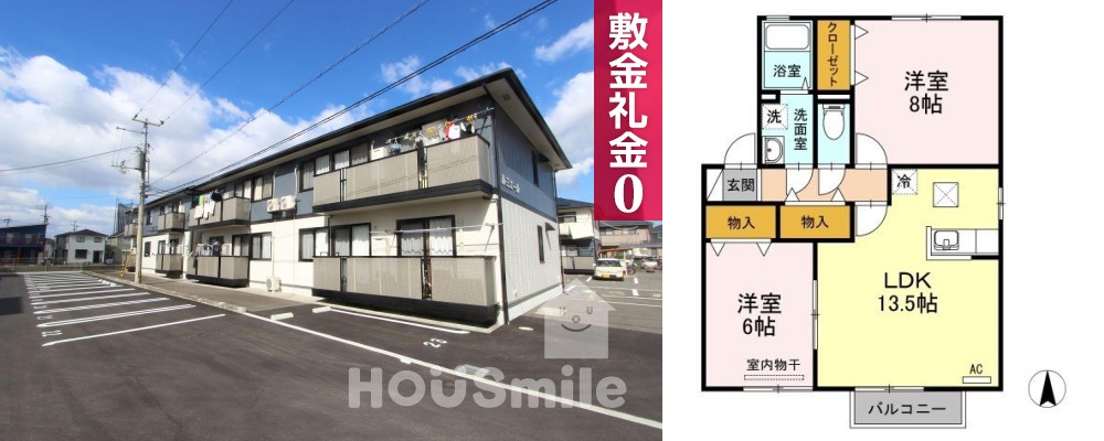 ルミエール D棟 D101の外観と間取り図