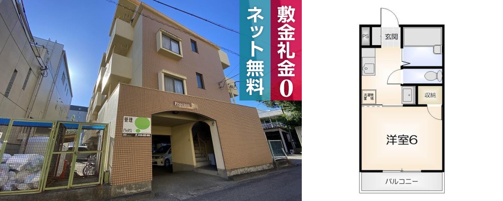 南昭和町 マンション 1K 203の外観と間取り図