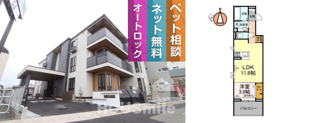 エグレットテラス 302の外観と間取り図