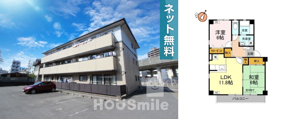 フォブール佐古 A棟 204の外観と間取り図