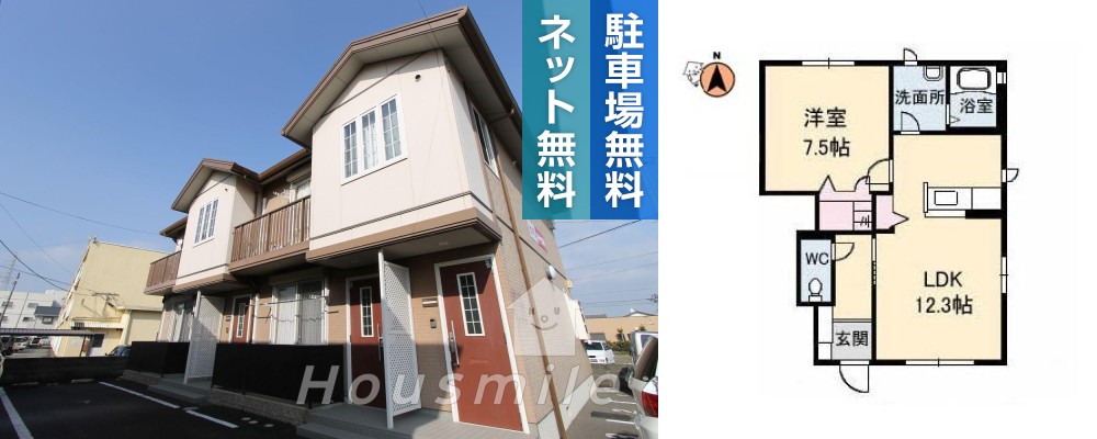ヒカリハイツB B105の外観と間取り図